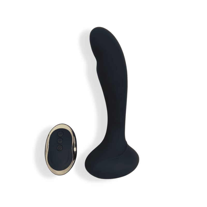 Gaea Vibrating Black Dildo with remote control, USB rechargeable and waterproof design for ultimate pleasure.