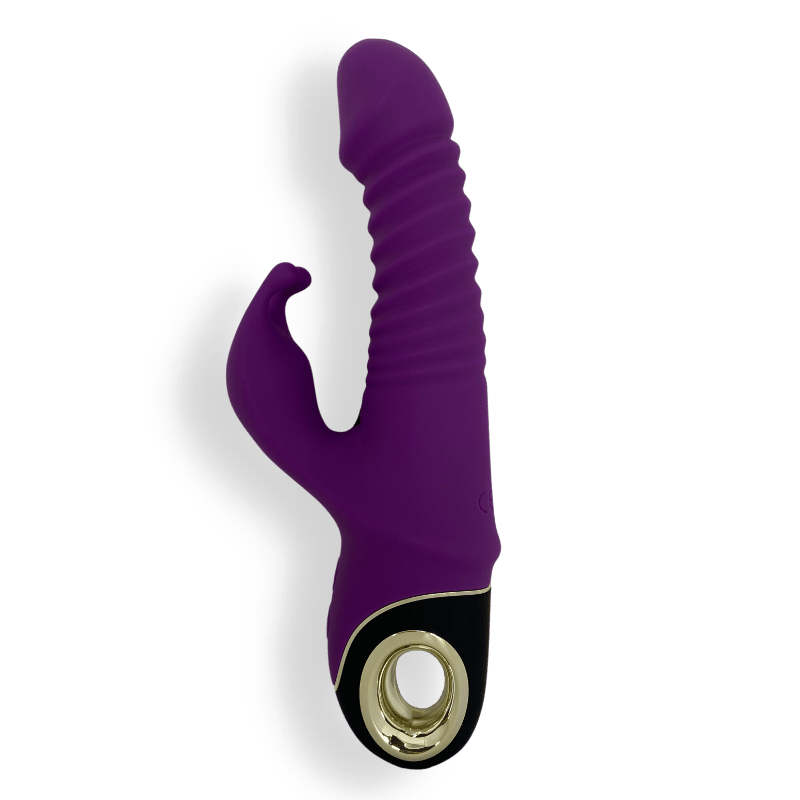 Thrusting vibrator for pleasure in vibrant purple color, designed for exquisite sensations and enhanced pleasure.