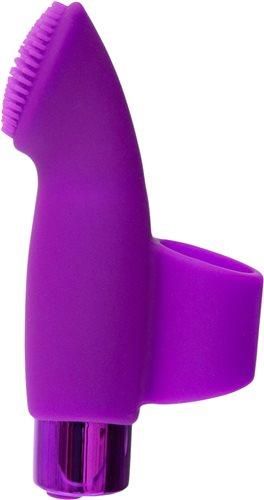 Naughty Nubbies Purple Finger Vibrator, ergonomic design with soft silicone bristles for stimulating sensations.