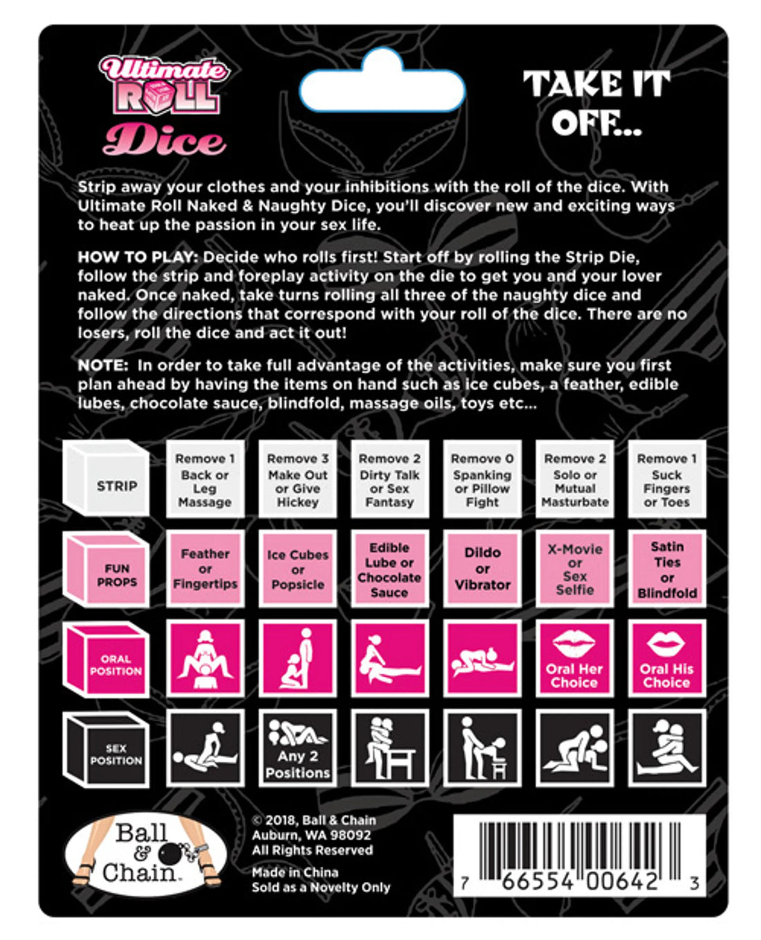 Ultimate Roll Naked &amp; Naughty Dice game instructions for adult fun and intimacy.