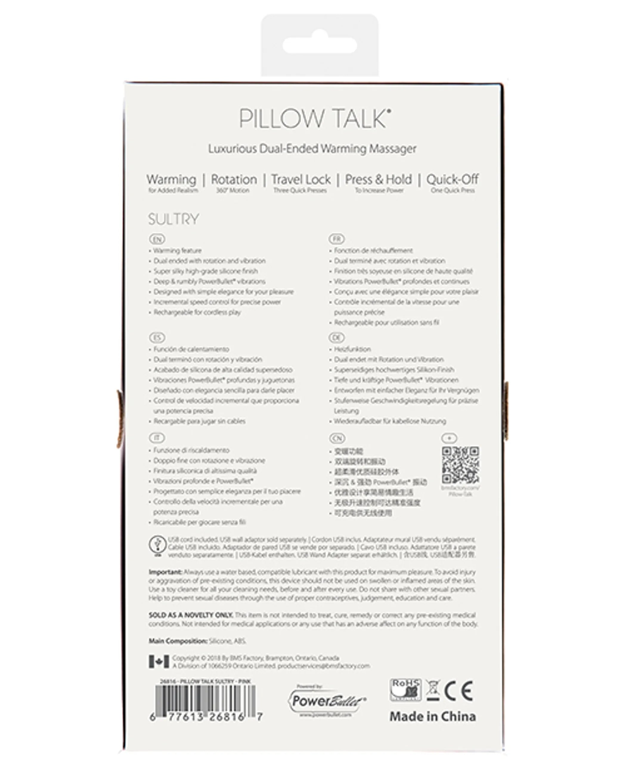 PILLOW TALK SULTRY ROTATING WAND PINK