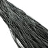 22 inch black rubber whip, showcasing the intricate strands and texture, perfect for S&M play.