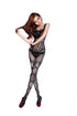 Blancho SE-157 Lace Open Crotch Body Stocking Black Medium on model enhancing body shape and leg lines.