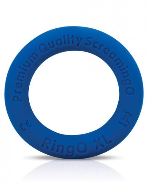 Screaming O Ringo Ritz XL Blue Cock Ring made of premium liquid silicone for comfortable wear.
